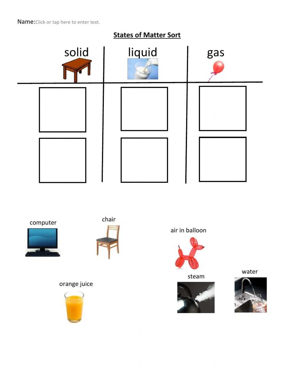 Solid Liquid Gas Interactive Worksheet In Solid Liquid Gas Worksheet