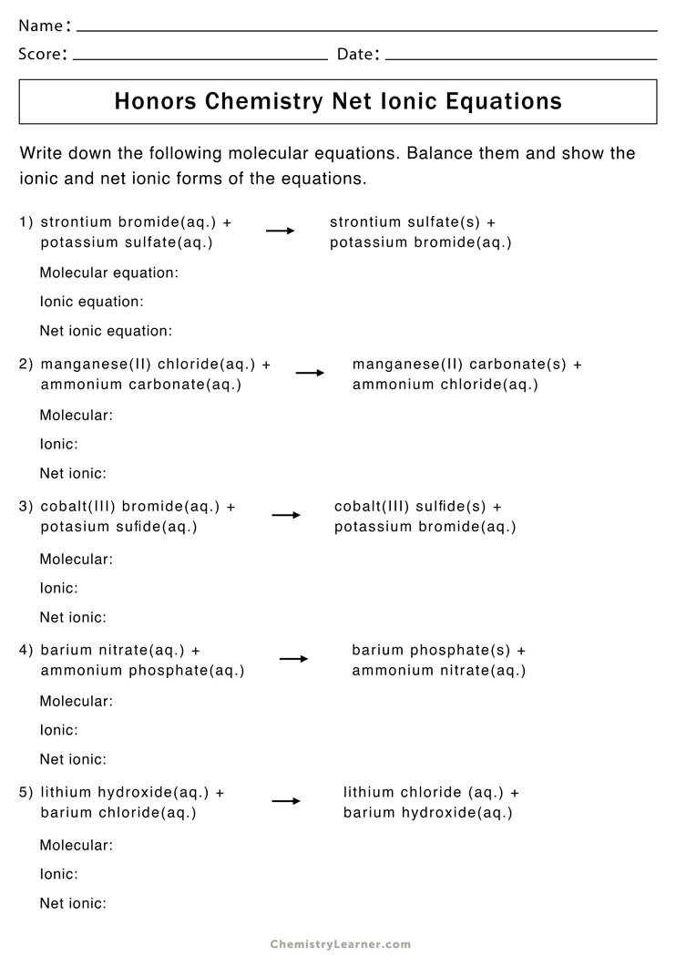 Solubility And Net Ionic Equations Worksheet - Equations Worksheets inside Net Ionic Equations Worksheet