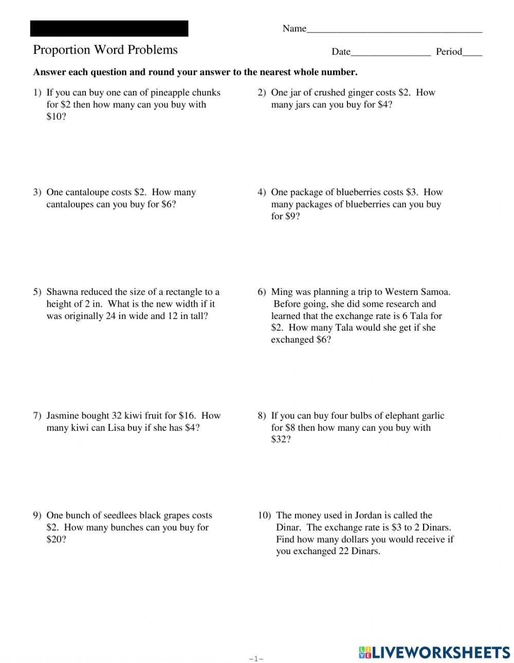 Solve Proportion Worksheet With Solving Proportions Worksheet Answers