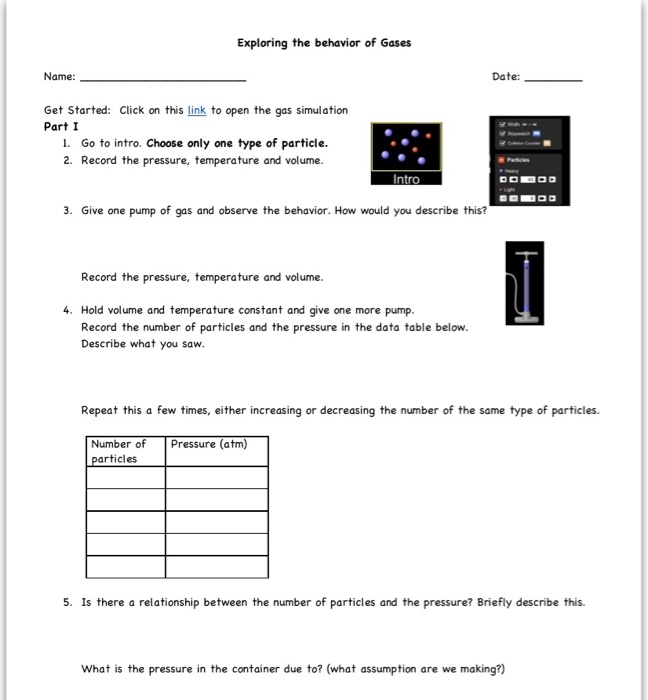 Solved Exploring The Behavior Of Gases Name: Date: Get | Chegg intended for Behavior Of Gases Worksheet