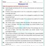 Solving Equations Word Problems Worksheet throughout Equation Word Problems Worksheet