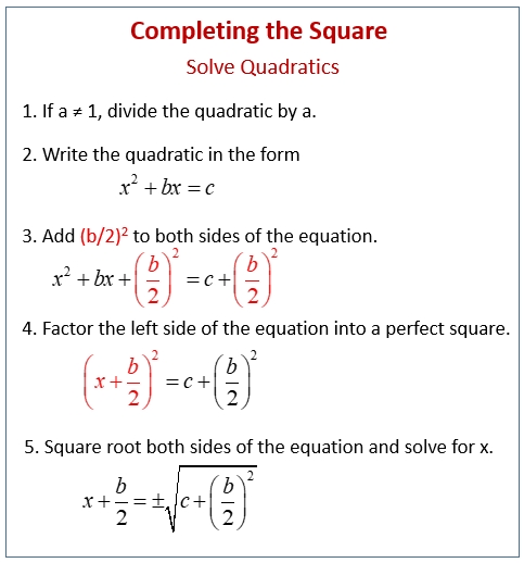 Solving Quadratic Equations By Completing The Square (Examples, Videos throughout Completing The Square Practice Worksheet