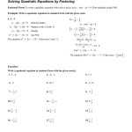 Solving Quadratic Equations By Factoring Worksheet Answers Algebra 2 — Db Excel Throughout Factoring Quadratic Expressions Worksheet Answers
