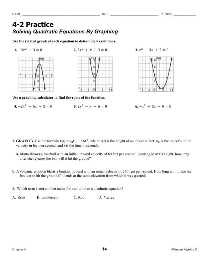 Solving Quadratic Equations By Graphing Worksheet Answers — Db Excel Regarding Quadratic Functions Worksheet Answers