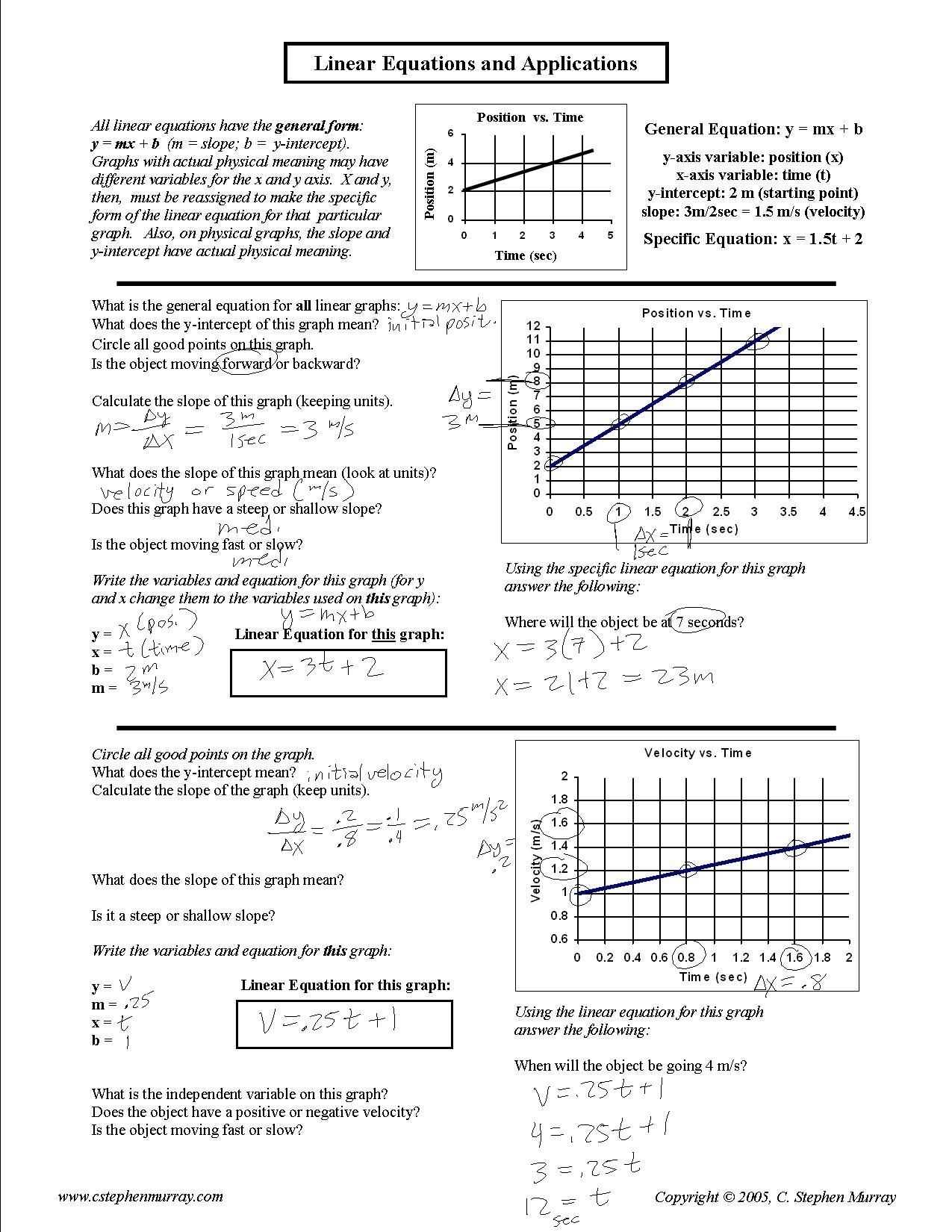 Solving Systems Of Equations By Graphing Worksheet Answer Key Intended For Graphing Linear Equations Practice Worksheet