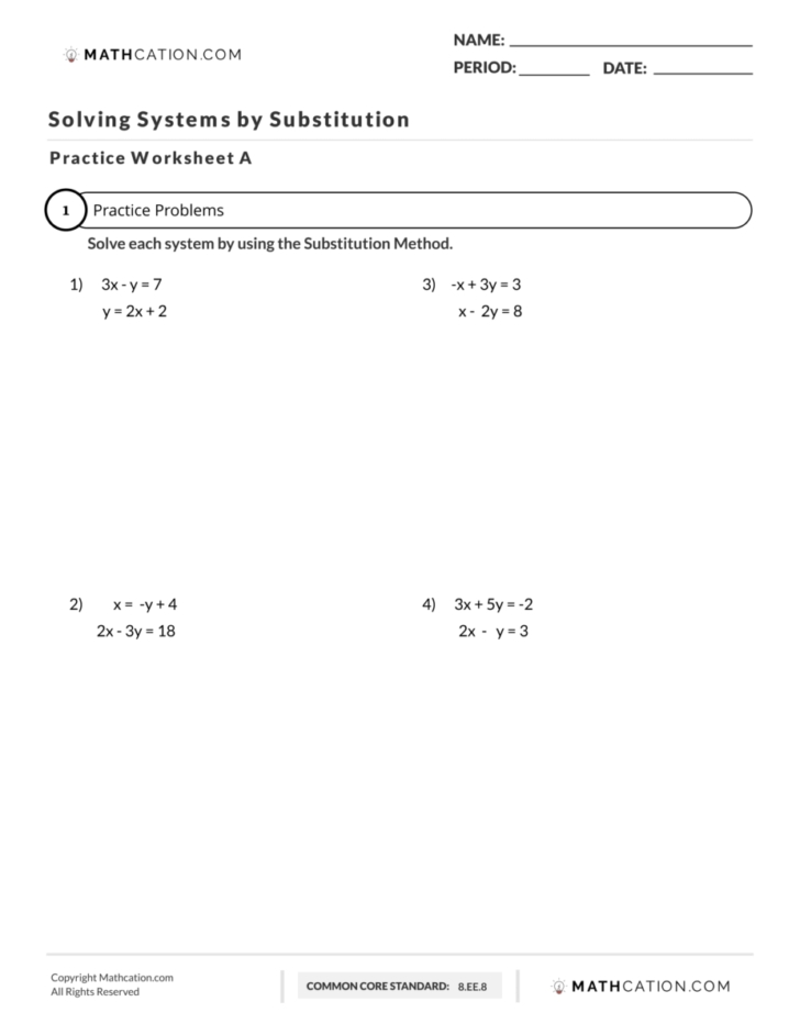 Solving Systems Of Equations By Substitution Worksheet Pdf — Db Excel With Solving Equations Worksheet Pdf