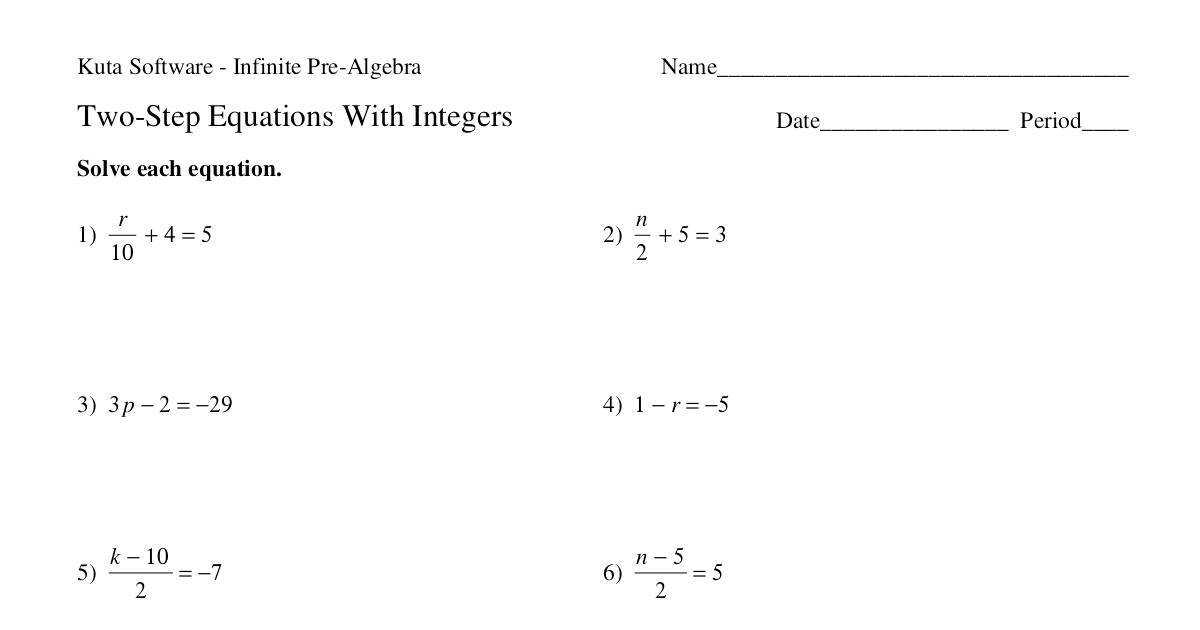 Solving Two Step Equations With Integers Worksheet Pdf - Tessshebaylo in Solve 2 Step Equations Worksheet