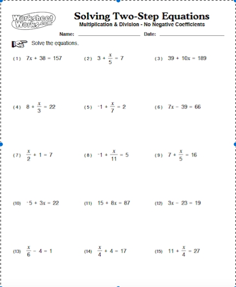Solving Two Step Equations Worksheet. Worksheets. Tataiza Free with Solving Two Step Equations Worksheet