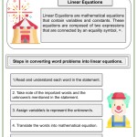 Solving Word Problems Involving Linear Equations Math Worksheets Pertaining To Solving Equations Word Problems Worksheet