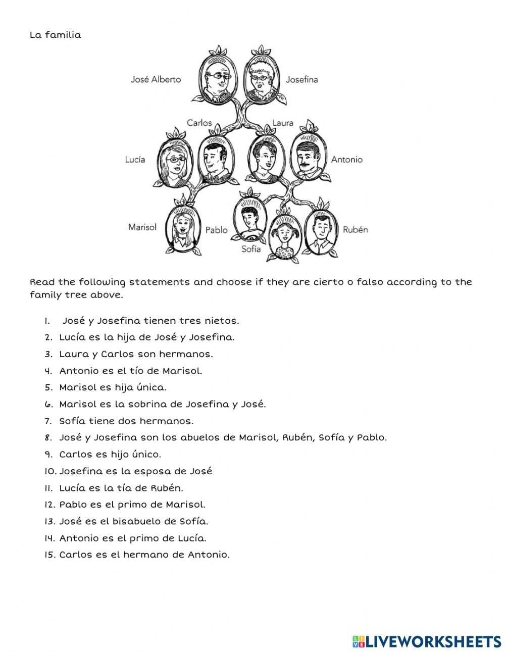 Spanish Family Tree Worksheet - Word Worksheet intended for Spanish Family Tree Worksheet