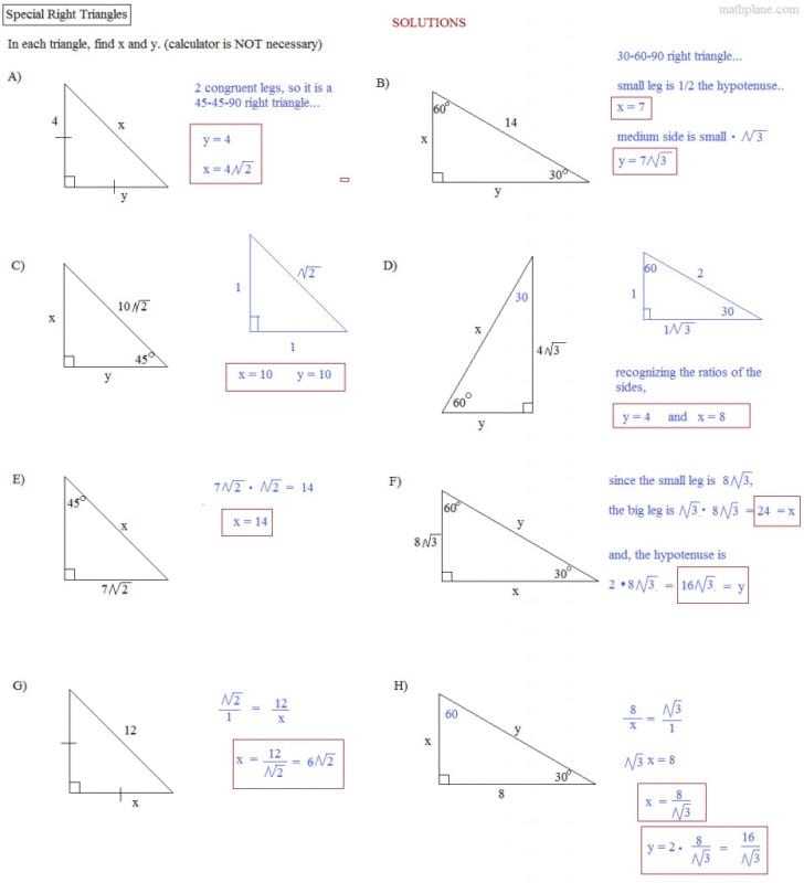 Special Right Triangles Worksheet Pdf — Db-Excel intended for Special Right Triangles Worksheet