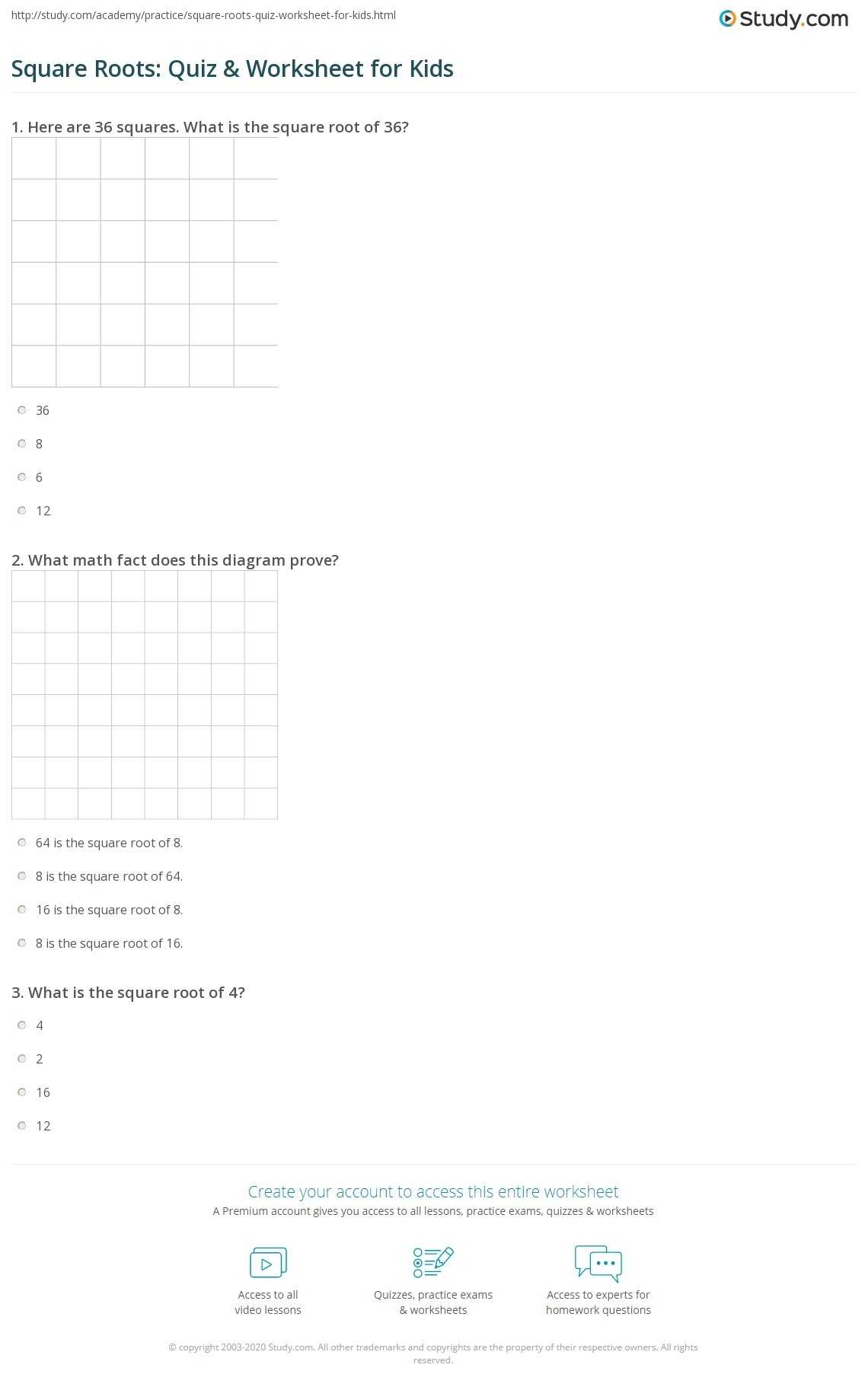 Square Roots: Quiz &amp; Worksheet For Kids | Study pertaining to Square Root Practice Worksheet