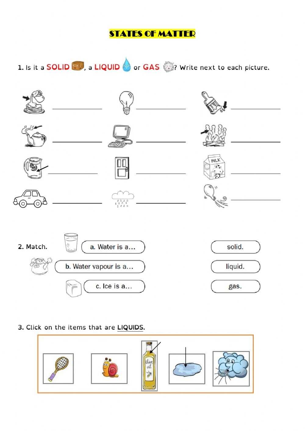 States Of Matter Worksheet in States Of Matter Worksheet