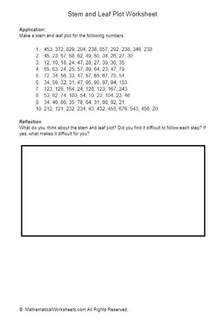 Stem And Leaf Plot Worksheet - Mathematicalworksheets for Stem And Leaf Plot Worksheet