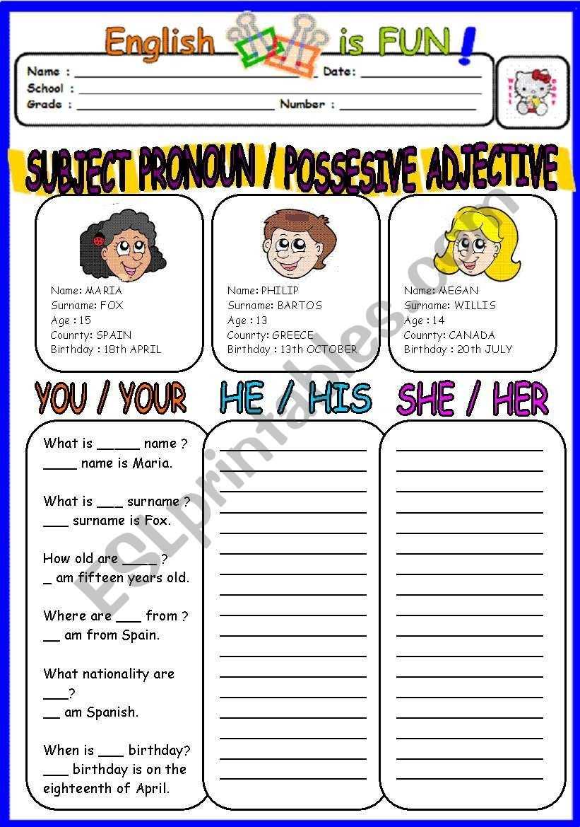 Subject Pronouns In Spanish Worksheet | Education Template with Spanish Subject Pronouns Worksheet