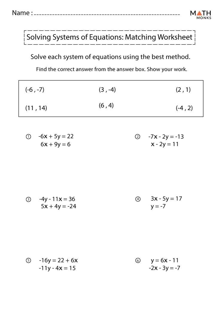 Systems Of Equations Worksheets - Math Monks Within Systems Of Linear Equations Worksheet
