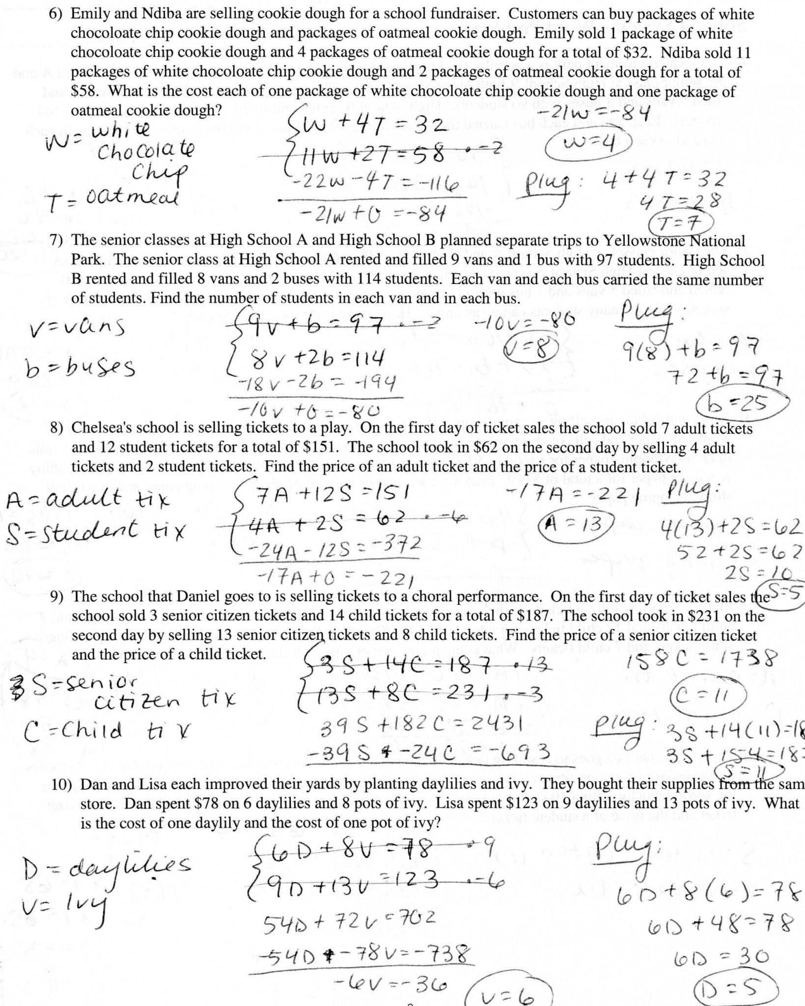 Systems Of Linear Equations Word Problems Worksheet Answers — Db Excel For Linear Word Problems Worksheet