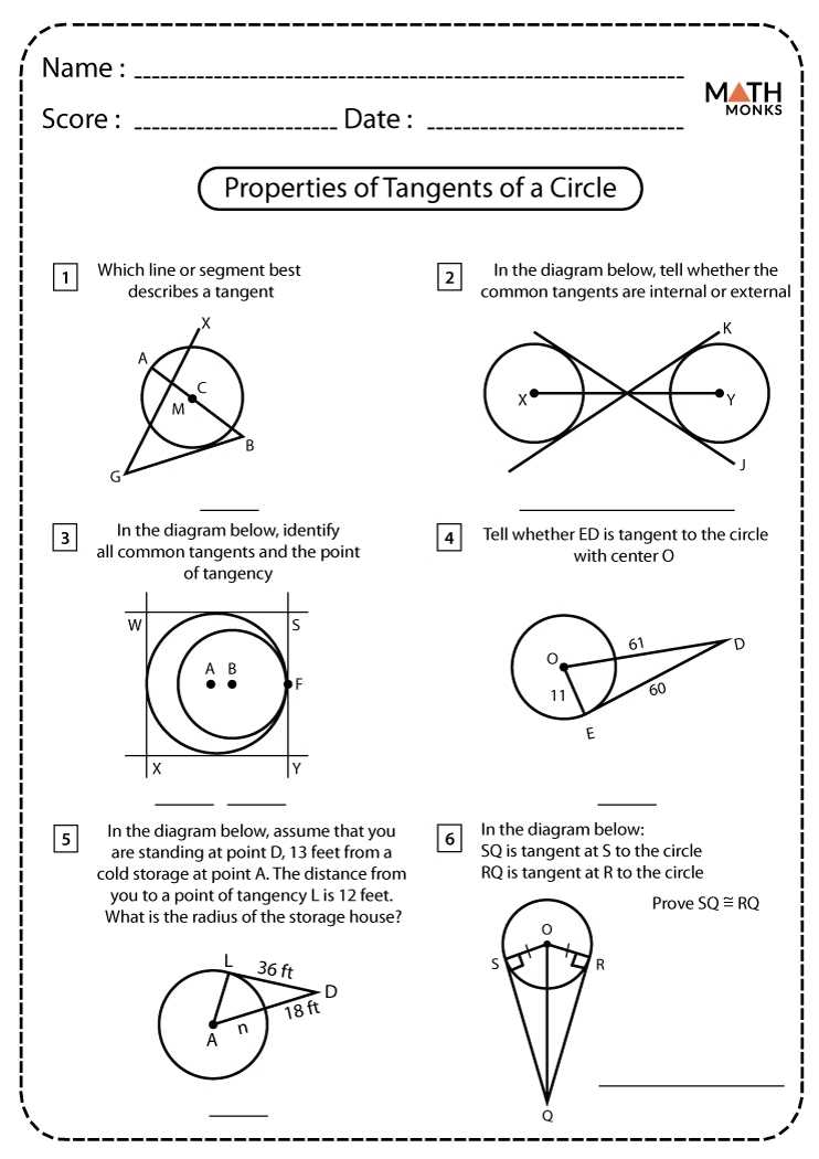 Tangents To A Circle Worksheets - Math Monks Inside Angles In A Circle Worksheet