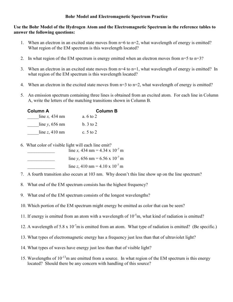 The Electromagnetic Spectrum Worksheet Answers for The Electromagnetic Spectrum Worksheet Answers
