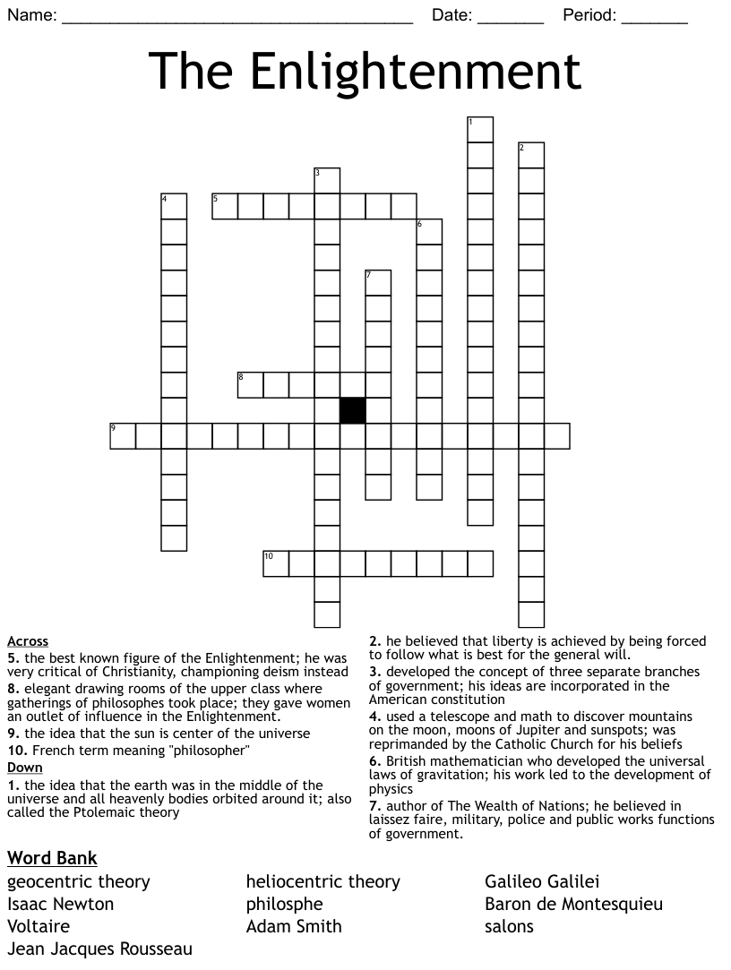 The Enlightenment Icivics Answers / Enlightenment Crossword Worksheets In The Enlightenment Worksheet Answers