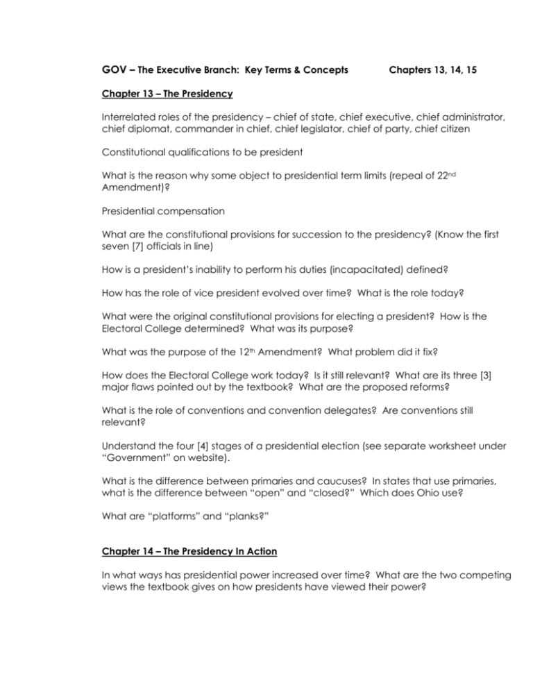 The Executive Branch Worksheet Answer Key — Db-Excel with regard to The Executive Branch Worksheet