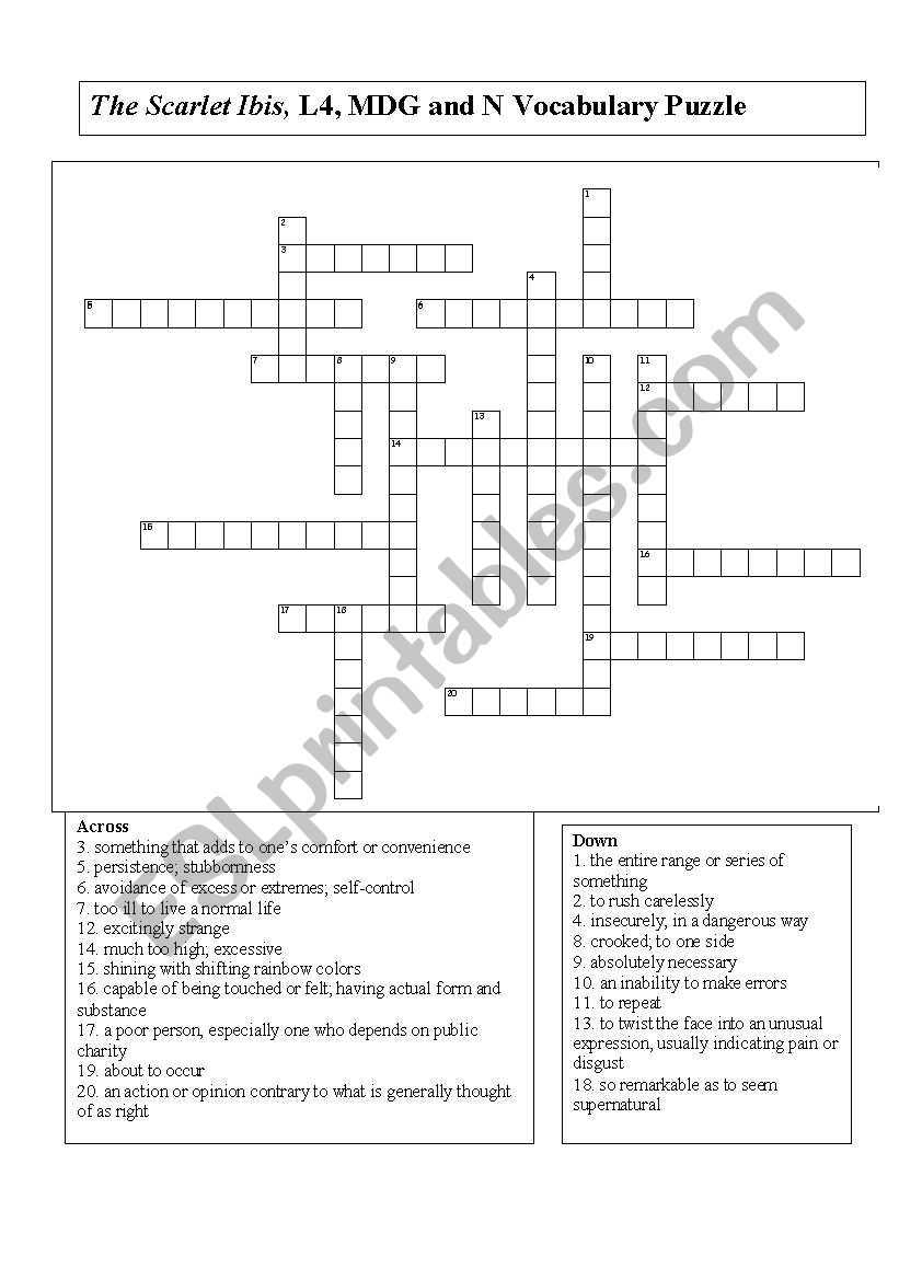 The Scarlet Ibis Worksheet Throughout The Scarlet Ibis Worksheet