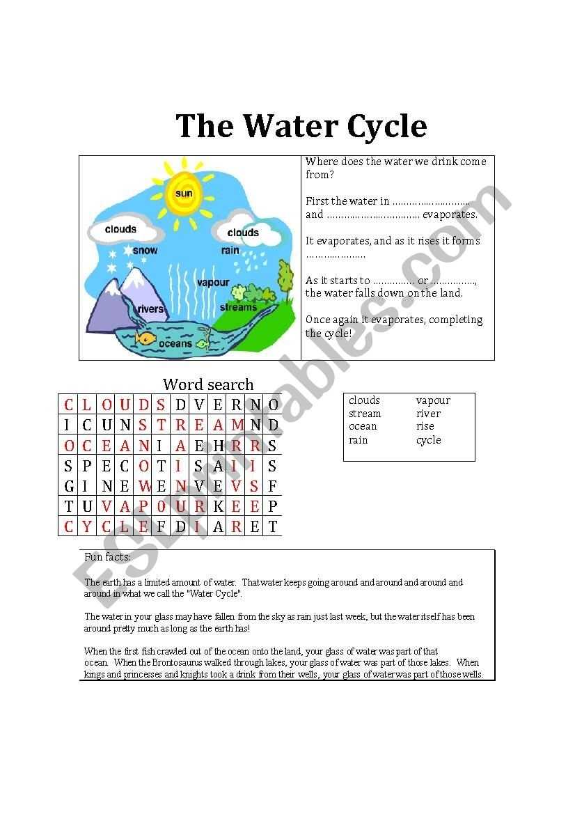 The Water Cycle - Esl Worksheet By Despinas Within Water Cycle Worksheet Pdf