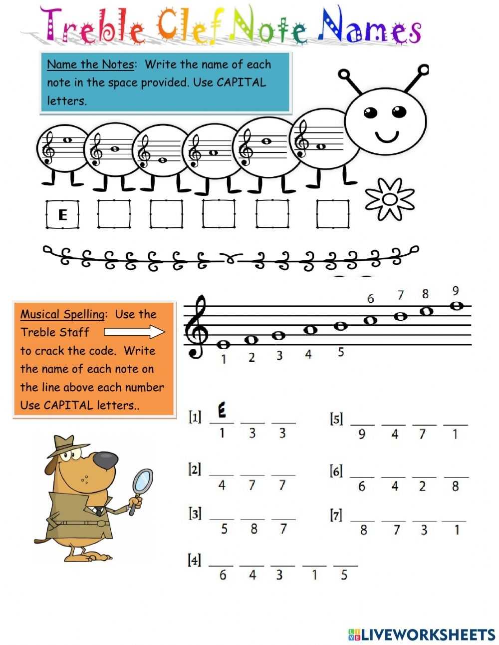 Treble Clef Note Names Worksheet For Treble Clef Notes Worksheet