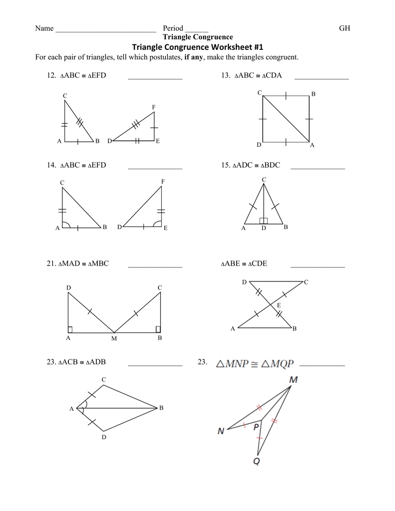 Triangle Congruence Oh My Worksheet : Geometry Cpctc Worksheet Answers Within Congruent Triangles Worksheet Answer Key