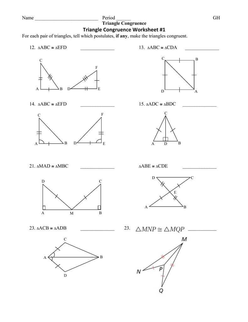 Triangle Congruence Worksheet 1 Answer Key — Db-Excel intended for Congruent Triangles Worksheet Answer Key