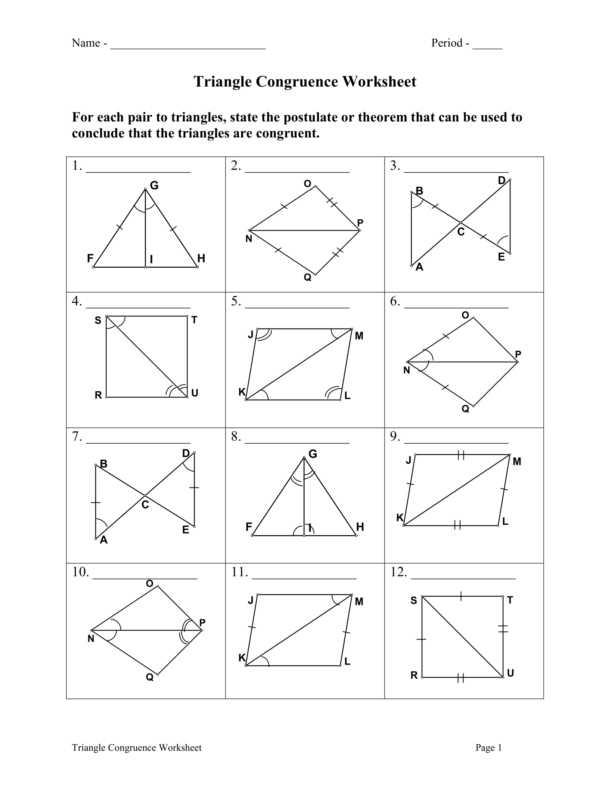 Triangle Congruence Worksheet Answer Key Within Triangle Congruence Worksheet Answer Key