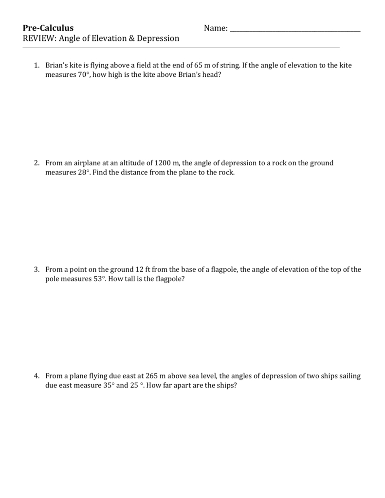 Trig Word Problems Worksheet with Trig Word Problems Worksheet