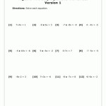 Two Step Equation Worksheet Version 1 With 2 Step Equations Worksheet