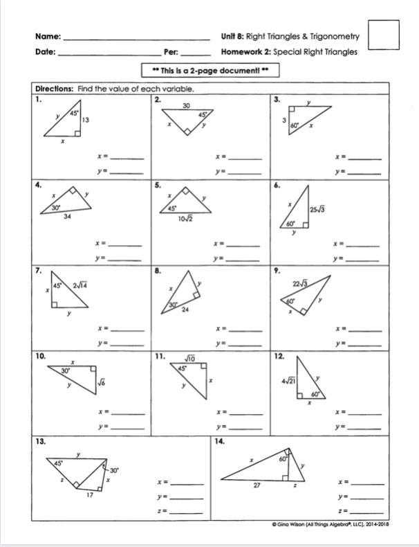 Unit 8 Right Triangles And Trigonometry Key / Unit 8 Right Triangles Intended For Right Triangle Trig Worksheet Answers