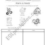 Wants Vs Needs Worksheet Regarding Needs Vs Wants Worksheet