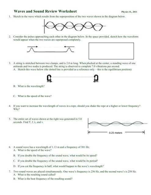 Waves And Sound Worksheet Answer Key : Teaching The Kid Middle School Wave Worksheet Regarding Wave Worksheet Answer Key