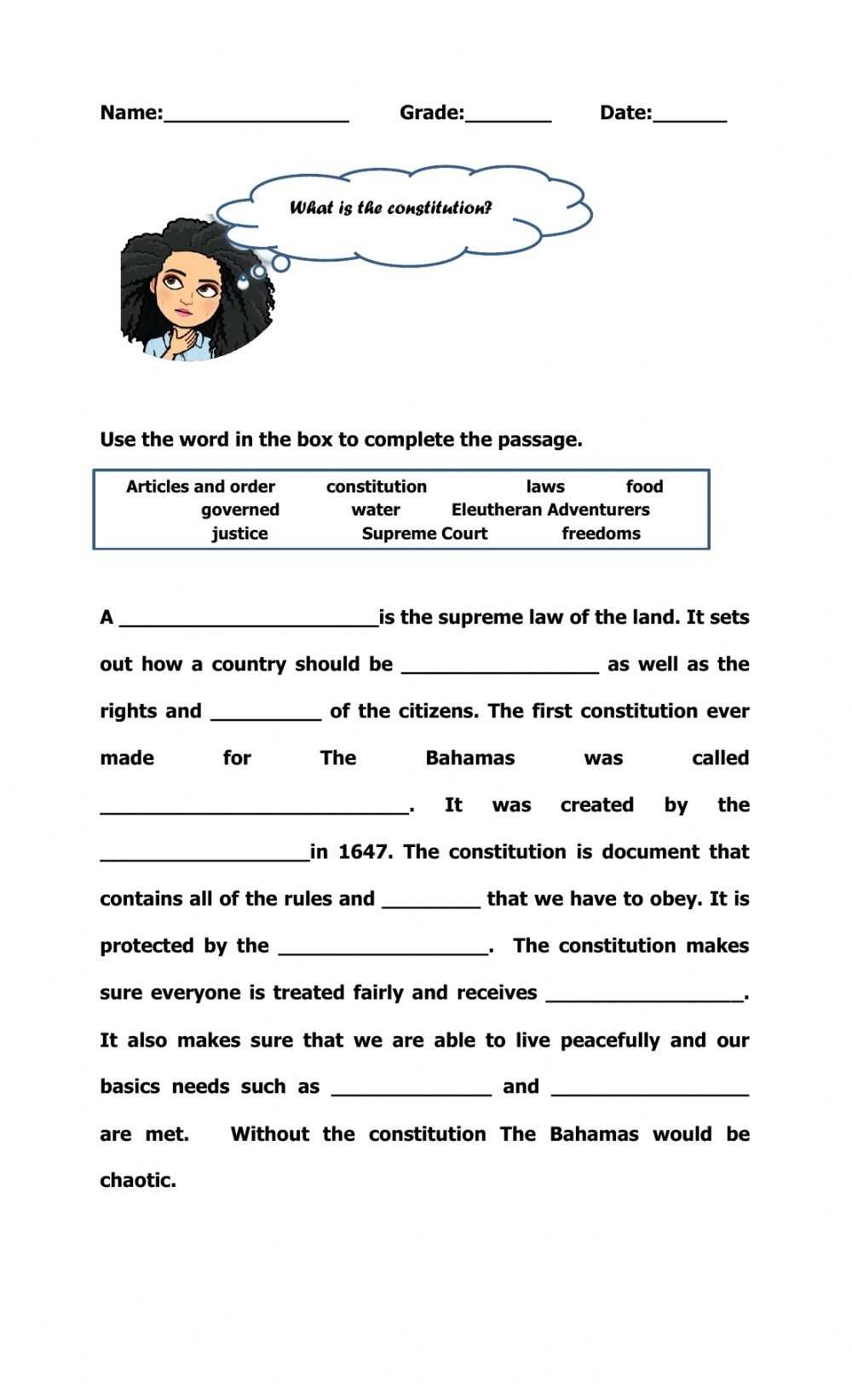 What Is The Constitution Worksheet with The Us Constitution Worksheet
