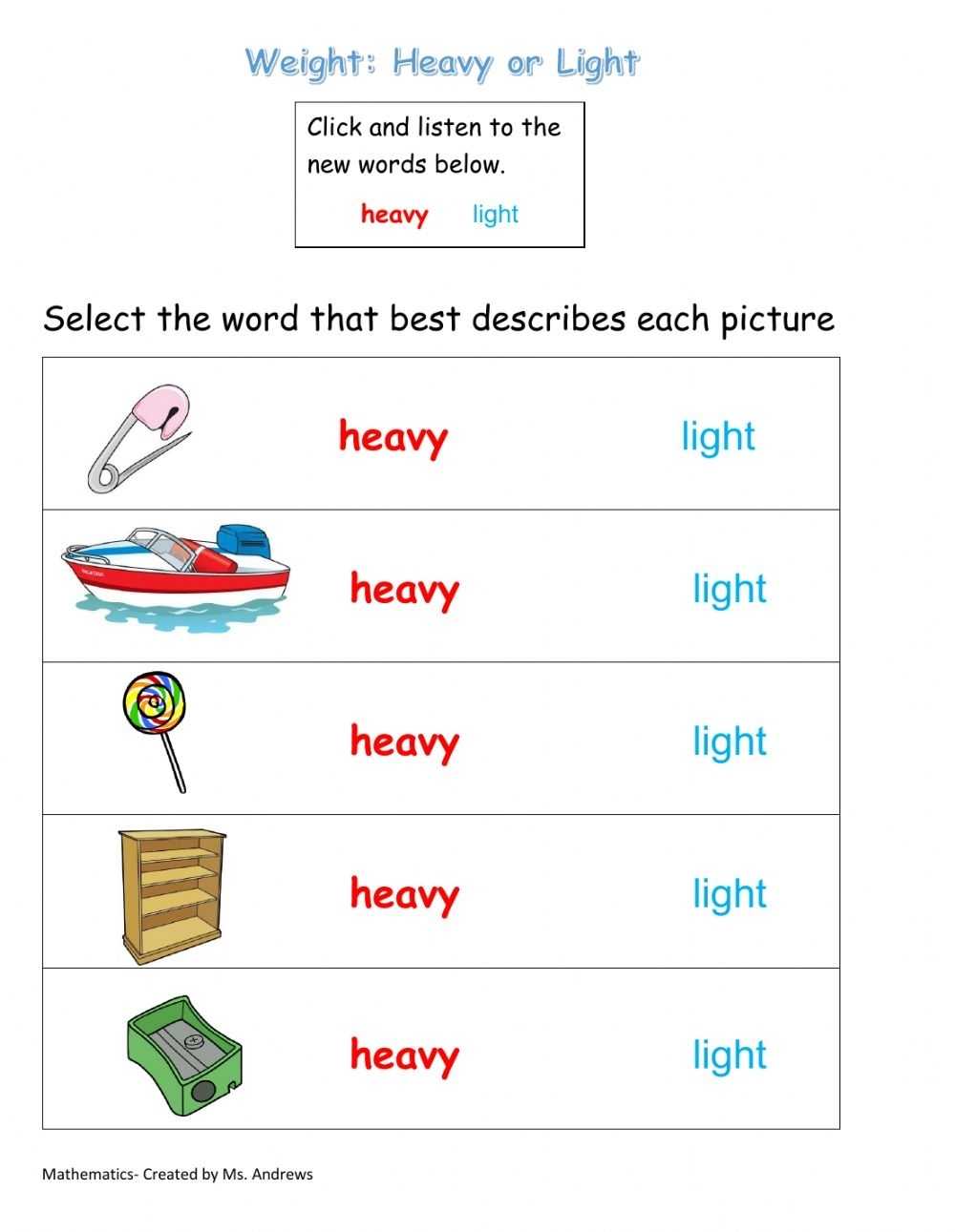 What'S This? - What'S That? Worksheet 0Bf inside Mass And Weight Worksheet