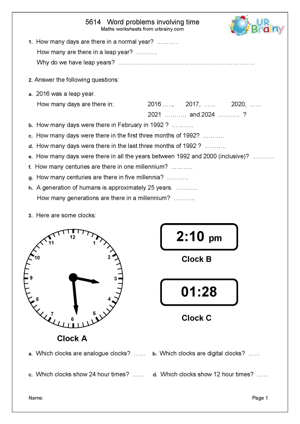 Word Problems Involving Time - Measuring In Year 5 (Age 9 10) By Throughout Age Word Problems Worksheet