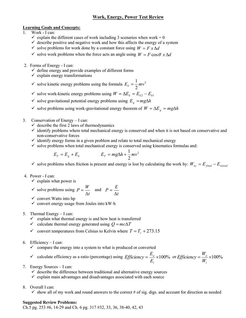 Work And Energy Worksheet Answer Key - Aaainspire With Work And Energy Worksheet Answers