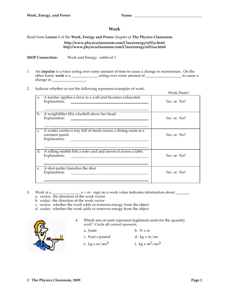 Work Energy And Power Worksheet Answers — Db-Excel for Work And Energy Worksheet Answers