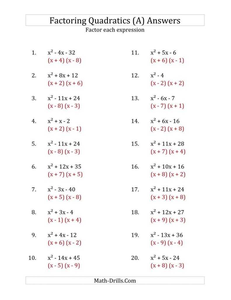 Worksheet Factoring Trinomials Answers Key — Db Excel For Factoring Worksheet With Answers